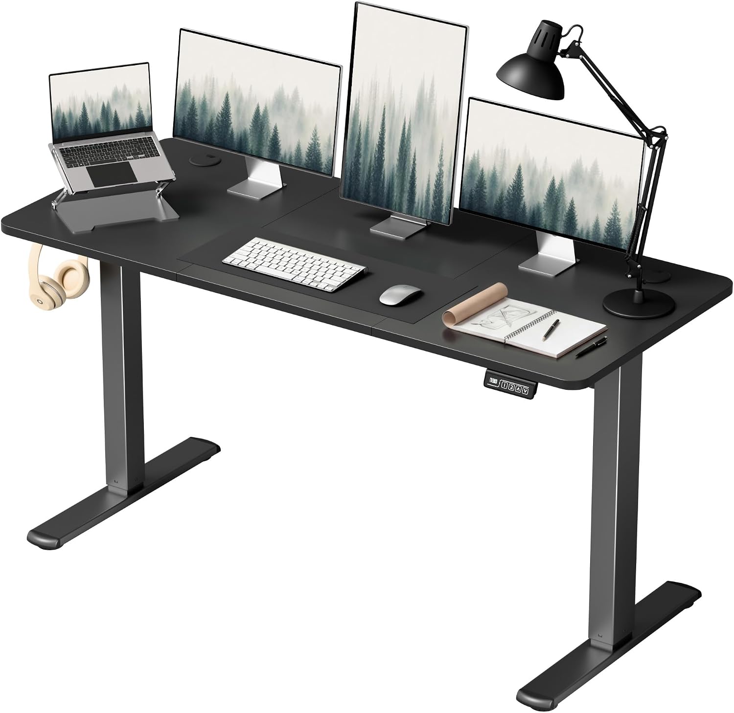 Furmax 55 Inch Electric Height Adjustable Standing Desk, Black