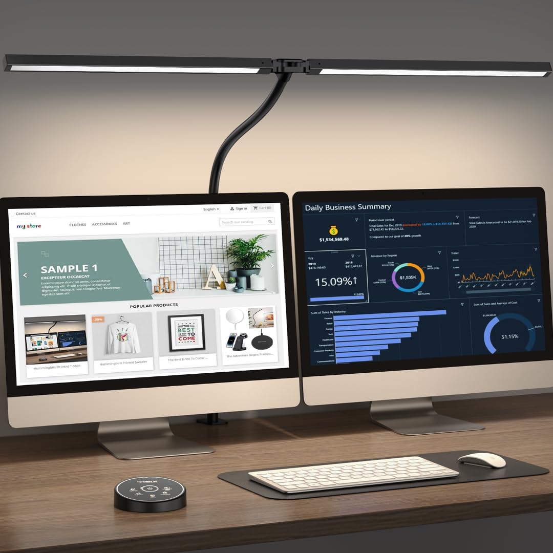 Pzloz LED Desk Lamp for Office, Eye-Caring Architect Lamp with Clamp