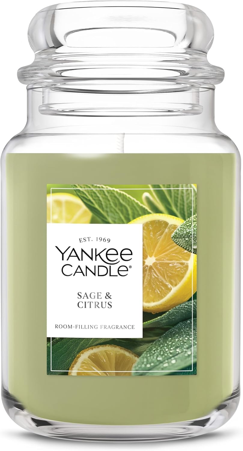 Yankee Candle Sage and Citrus Scented Candle, 22 Oz Large Jar