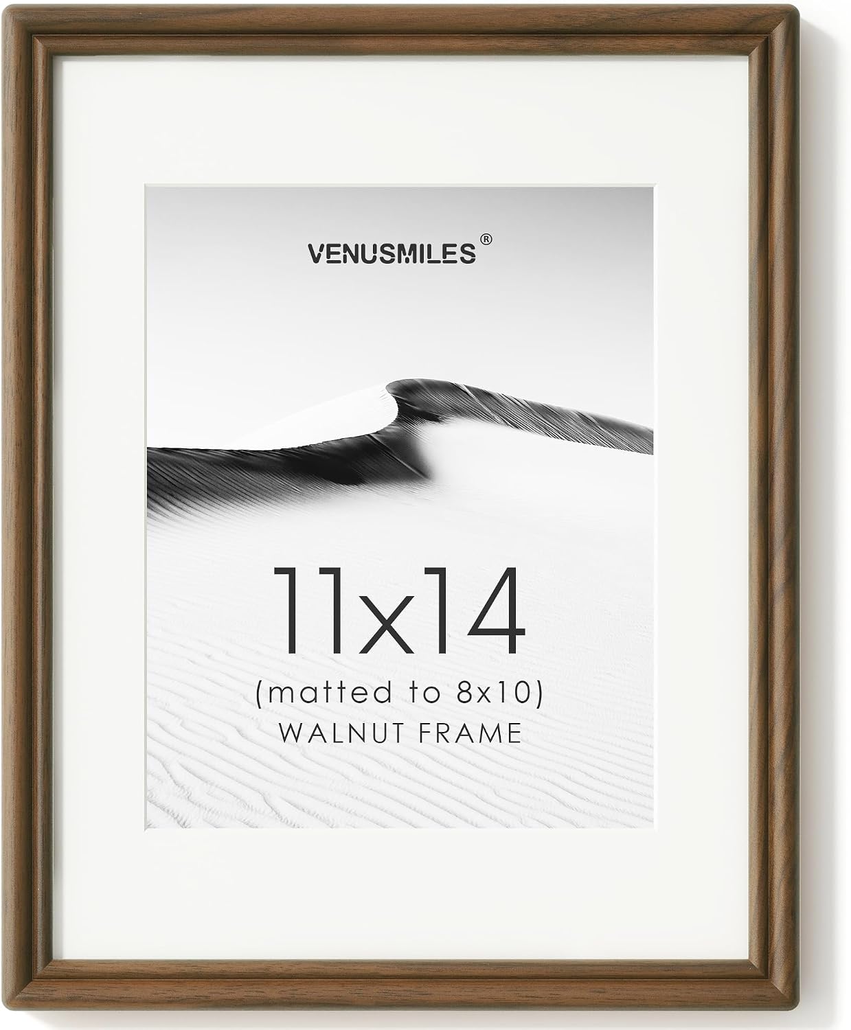 11 x 14 Picture Frame, Natural Solid Walnut Wood, USA-Sourced, with HD Glass