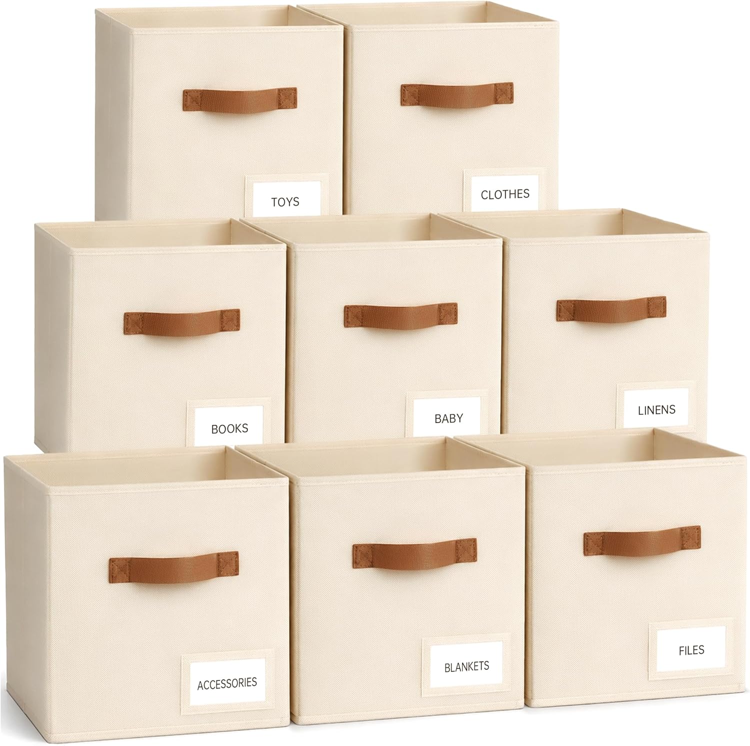 Fabric Storage Cubes, 8 Pack, 11 Inch, Organizer Bins with Labels