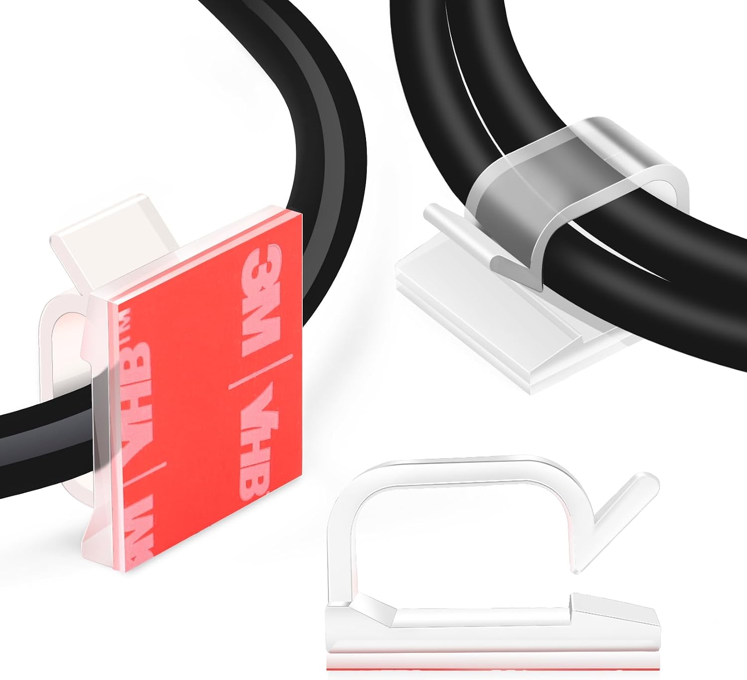 XHF Clear Adhesive Cable Wire Clips, 60 Pcs, 5/8 Inch, Cord Holder