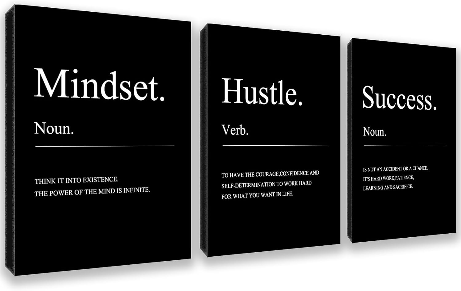 Motivational Wall Decor, 3 Piece Success Canvas Prints for Office