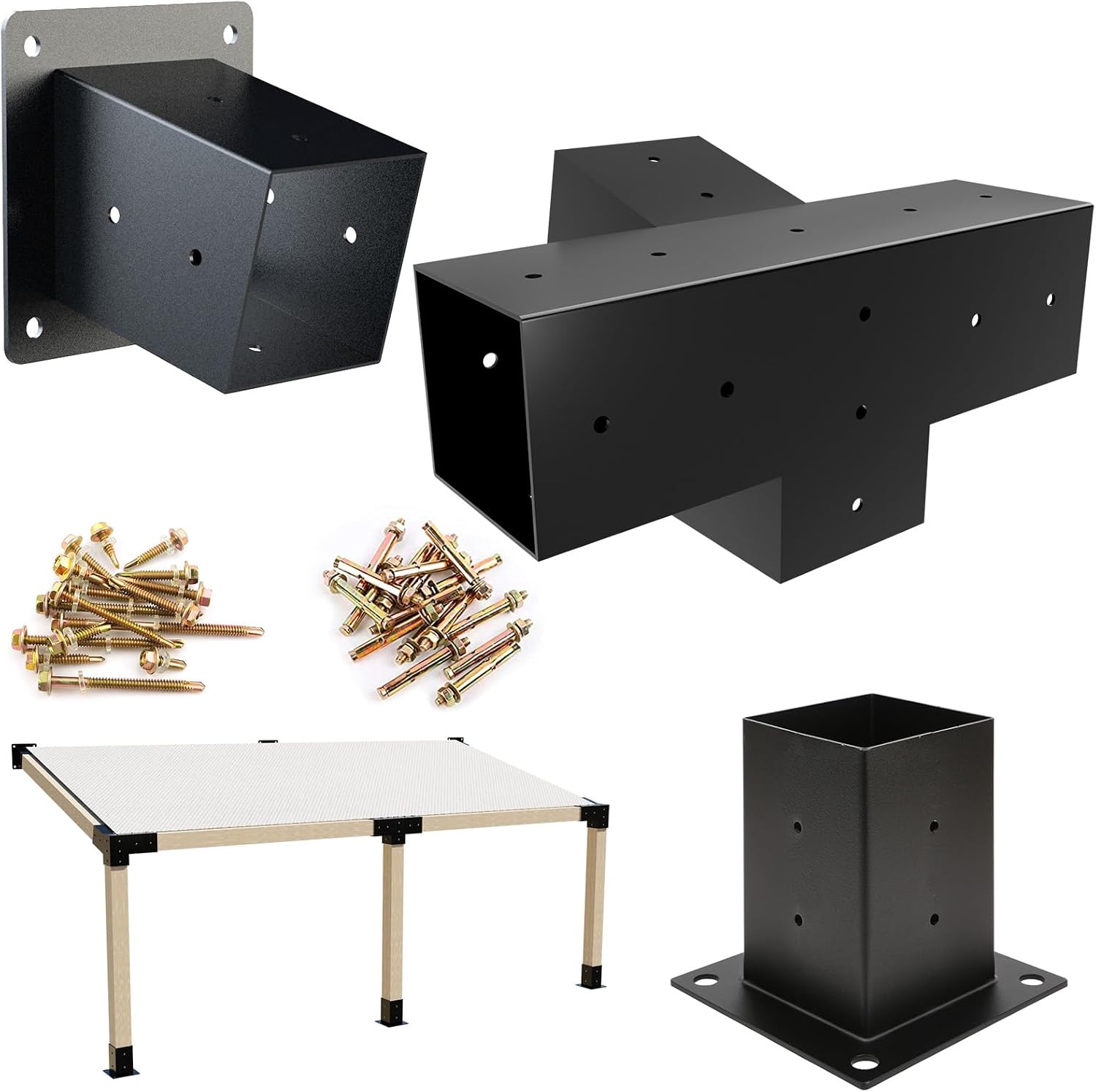 4x4 Woodworks Pergola Brackets Kit, 15 Degree Slanted Roof