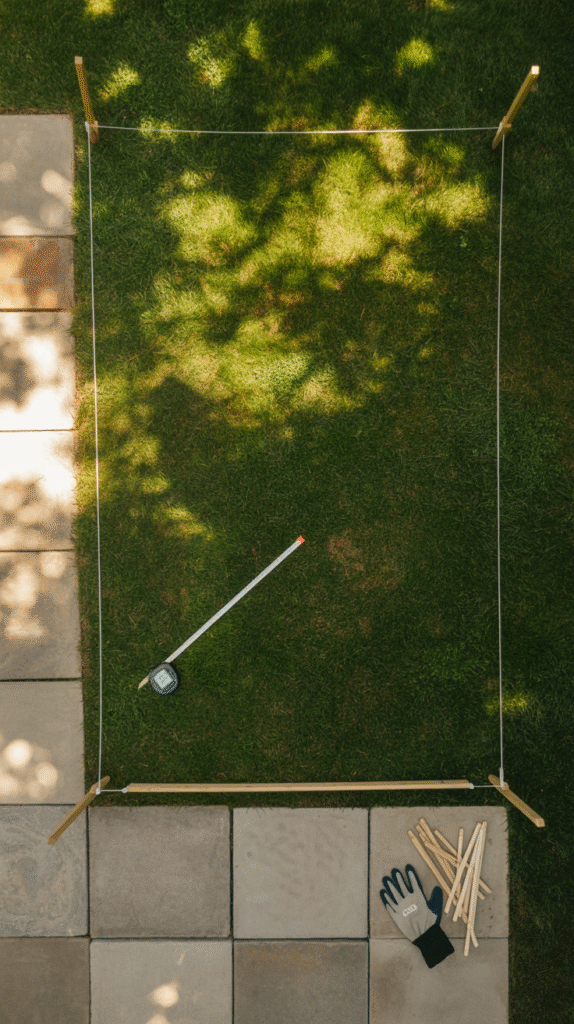 Ideal pergola location chosen for sun, shade and drainage