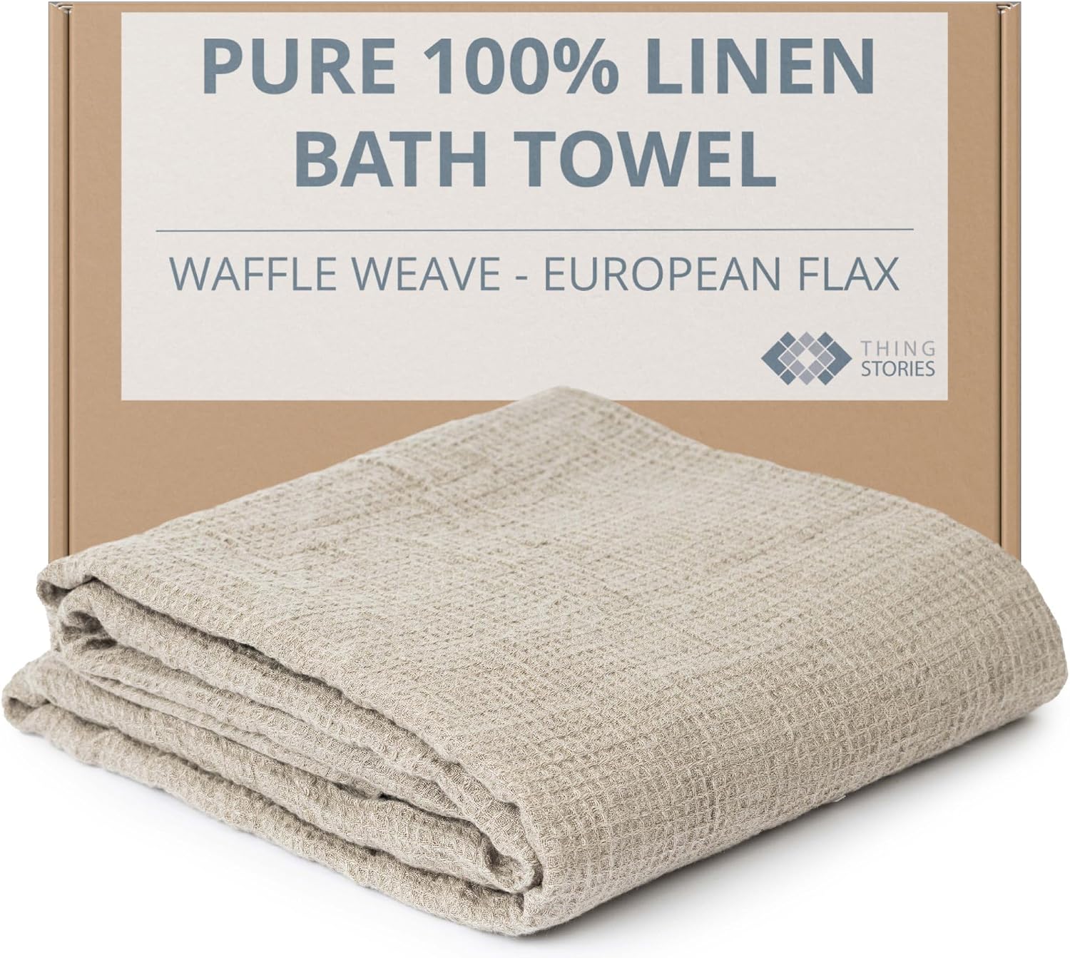 Pure 100% Linen Bath Towel, 30 x 60 Inch, Waffle Weave, Quick Dry