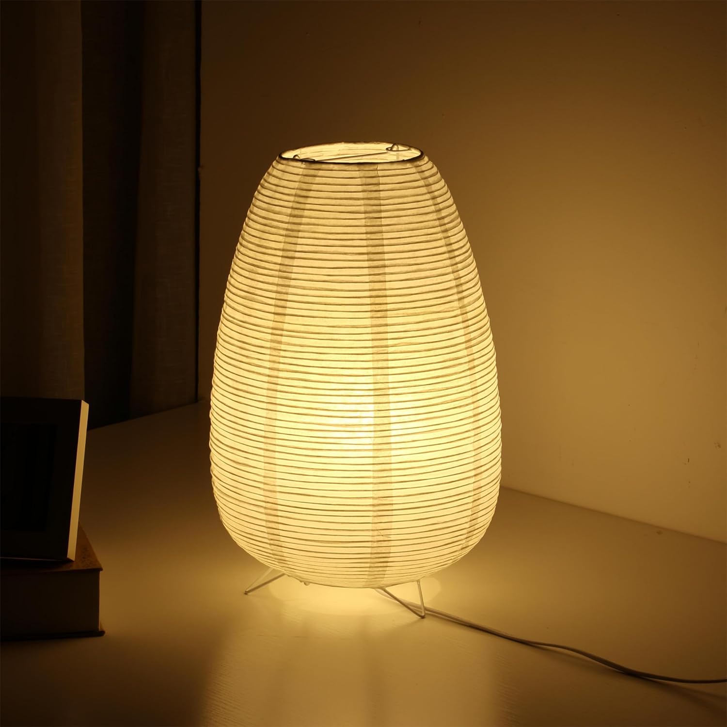 Small Rice Paper Lantern Table Lamp, Japanese Style