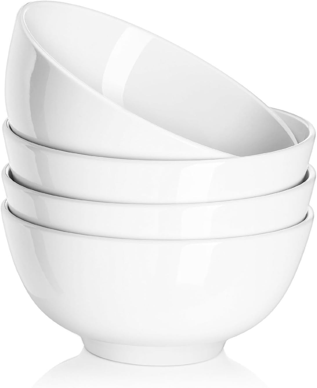 DOWAN White Ceramic Bowls, Set of 4, 22 Oz, for Soup and Cereal