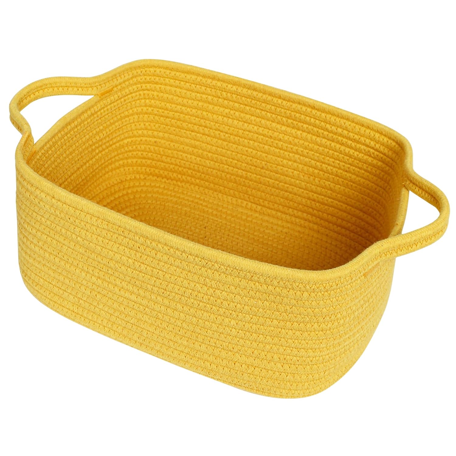 Cute Yellow Woven Cotton Rope Storage Basket