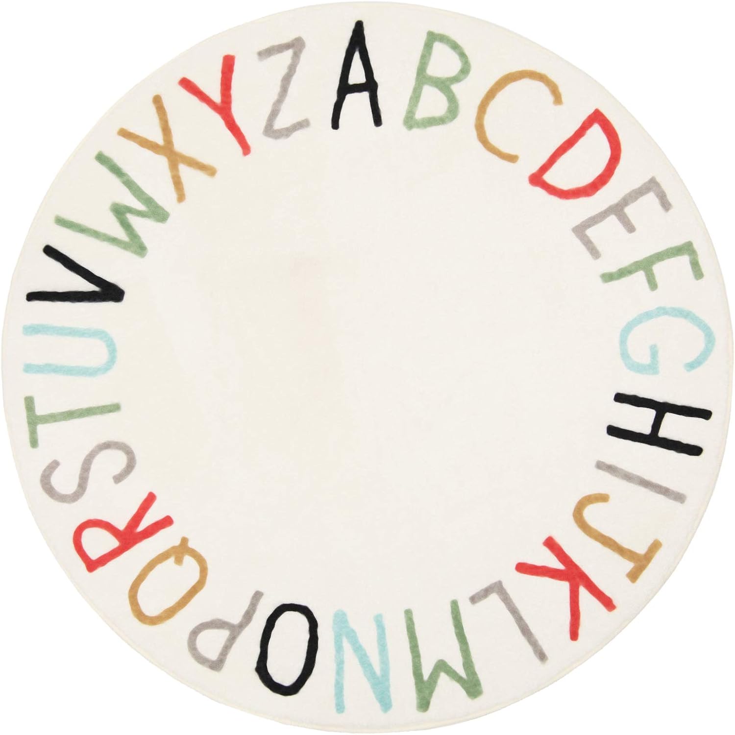 Topotdor Round ABC Area Rug, 40 Inch, Soft Floor Carpet, Multi Color
