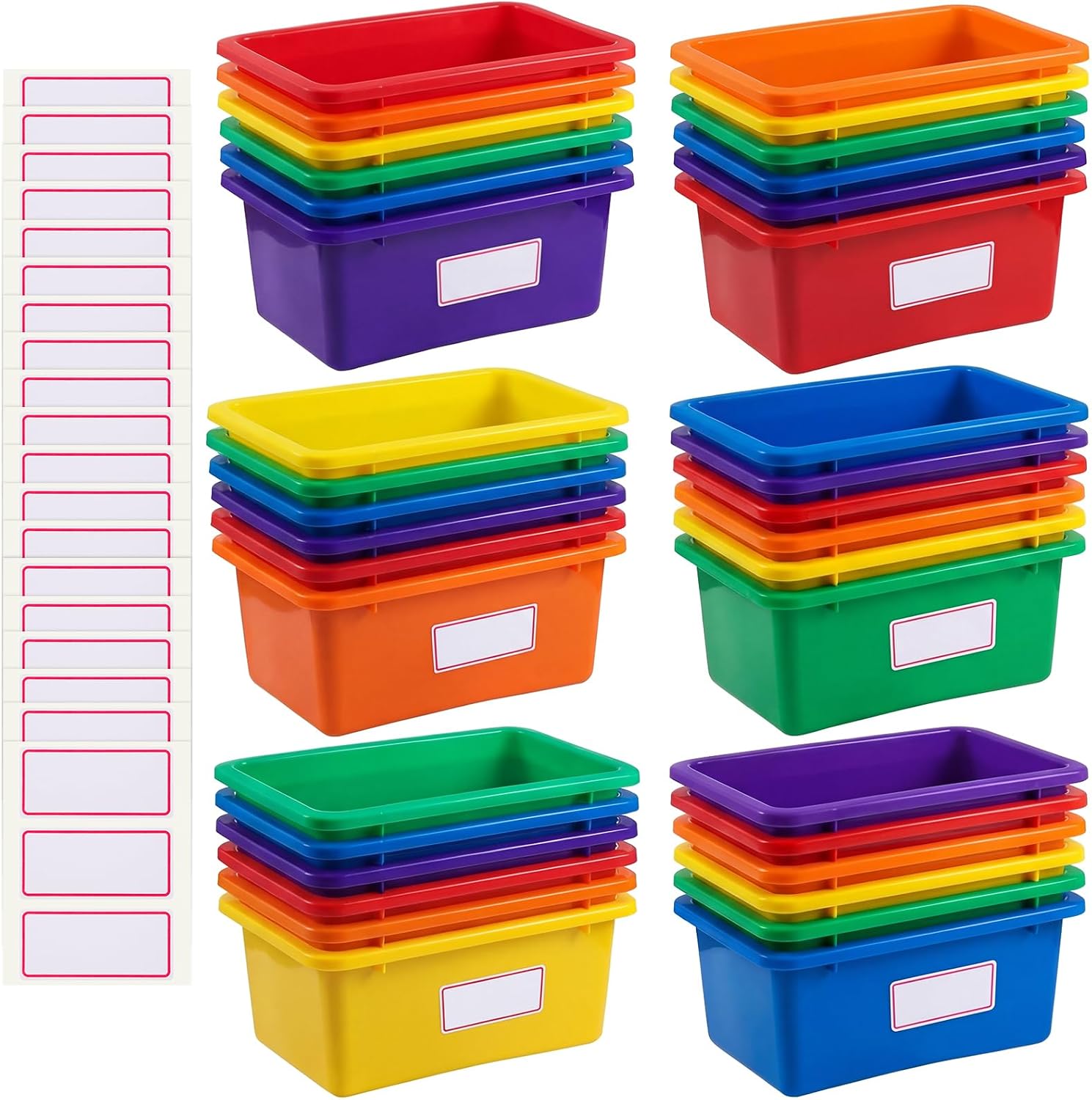 Outus Rainbow Plastic Book Bins and Cubby Storage, 36 Pack