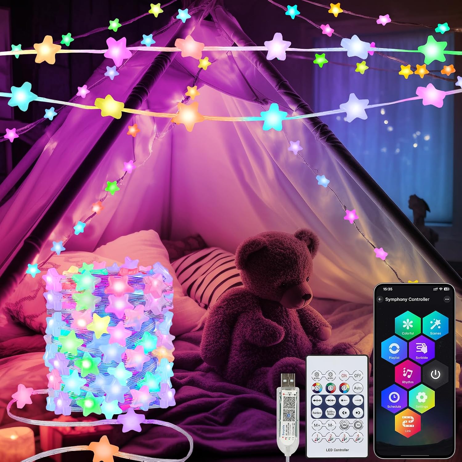 Smart Star Fairy Lights, Color Changing String Lights with App Control