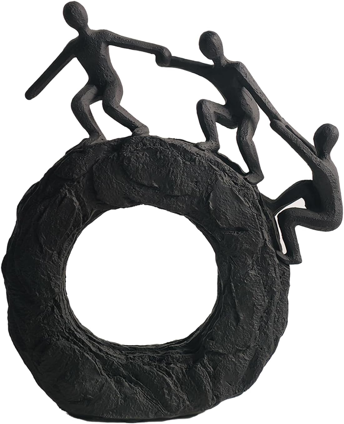 Abstract Climbing Figures Sculpture, Black Statue for Living Room and Office