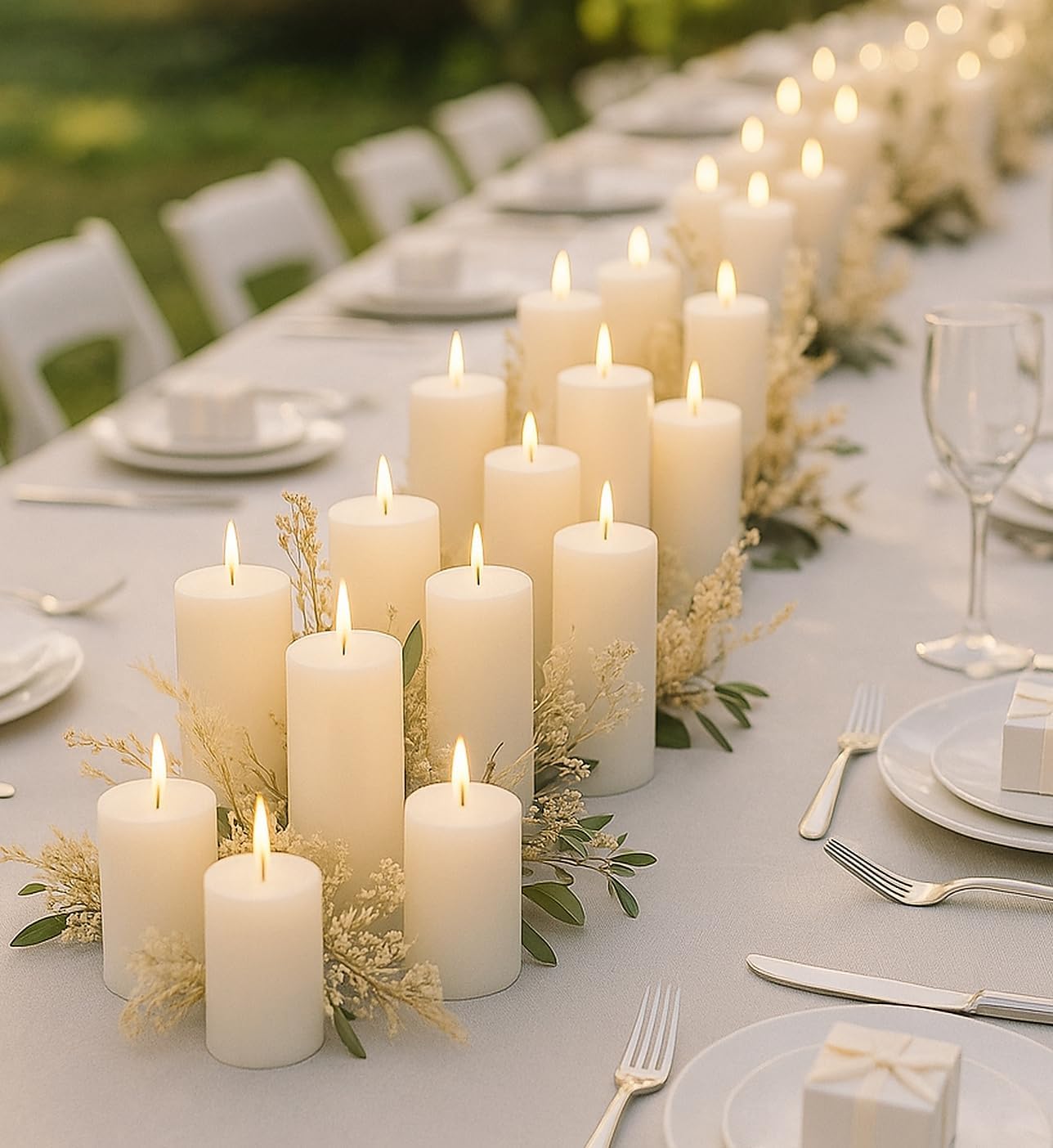 White Pillar Candles Bulk Set, 18 Pcs, 2x3, 2x4 and 2x6 Inch, Dripless