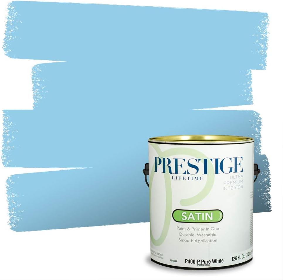 PRESTIGE Interior Paint and Primer in One, Blue Sky, Satin, 1 Gallon