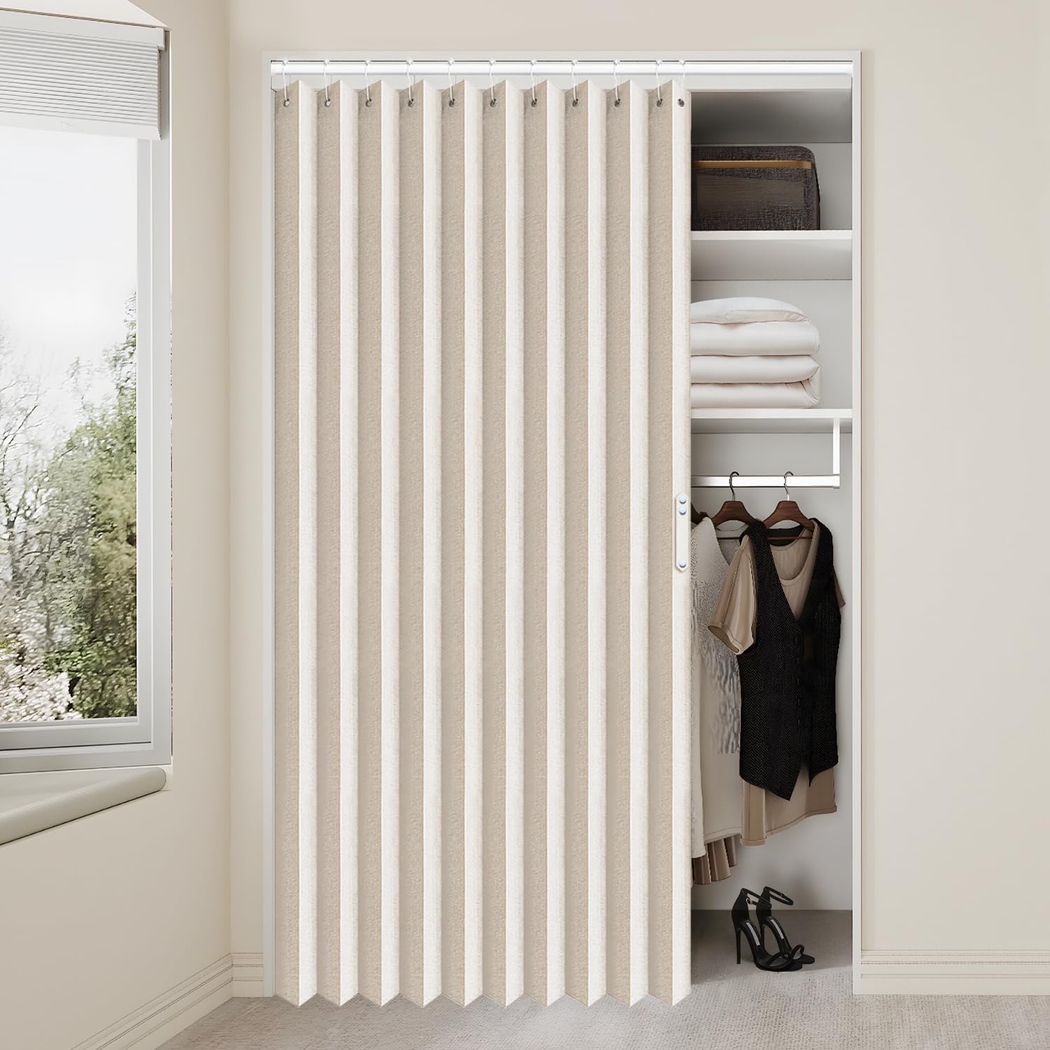 Vatge Accordion Door Curtain for Closets and Doorways, 1 Panel