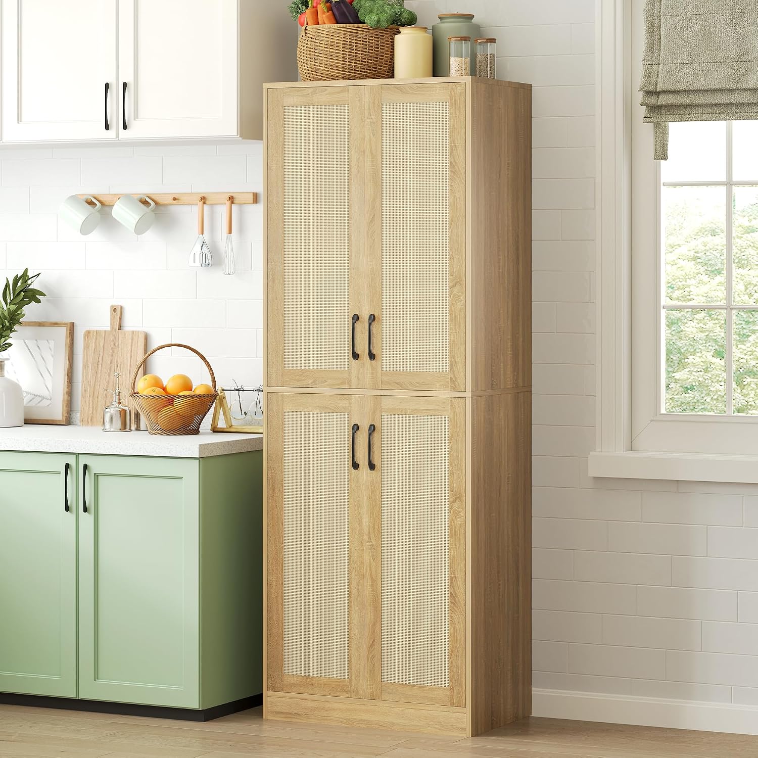 JASIWAY Rattan Pantry Cabinet, 67