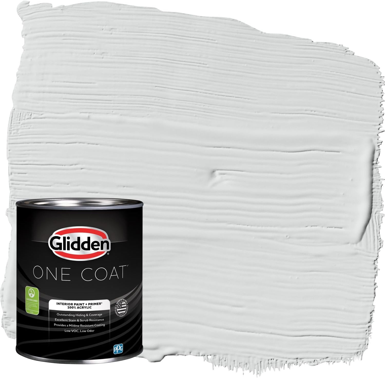 Glidden Interior Paint and Primer, Gray Thin Ice, One Coat, Eggshell, 1 Quart