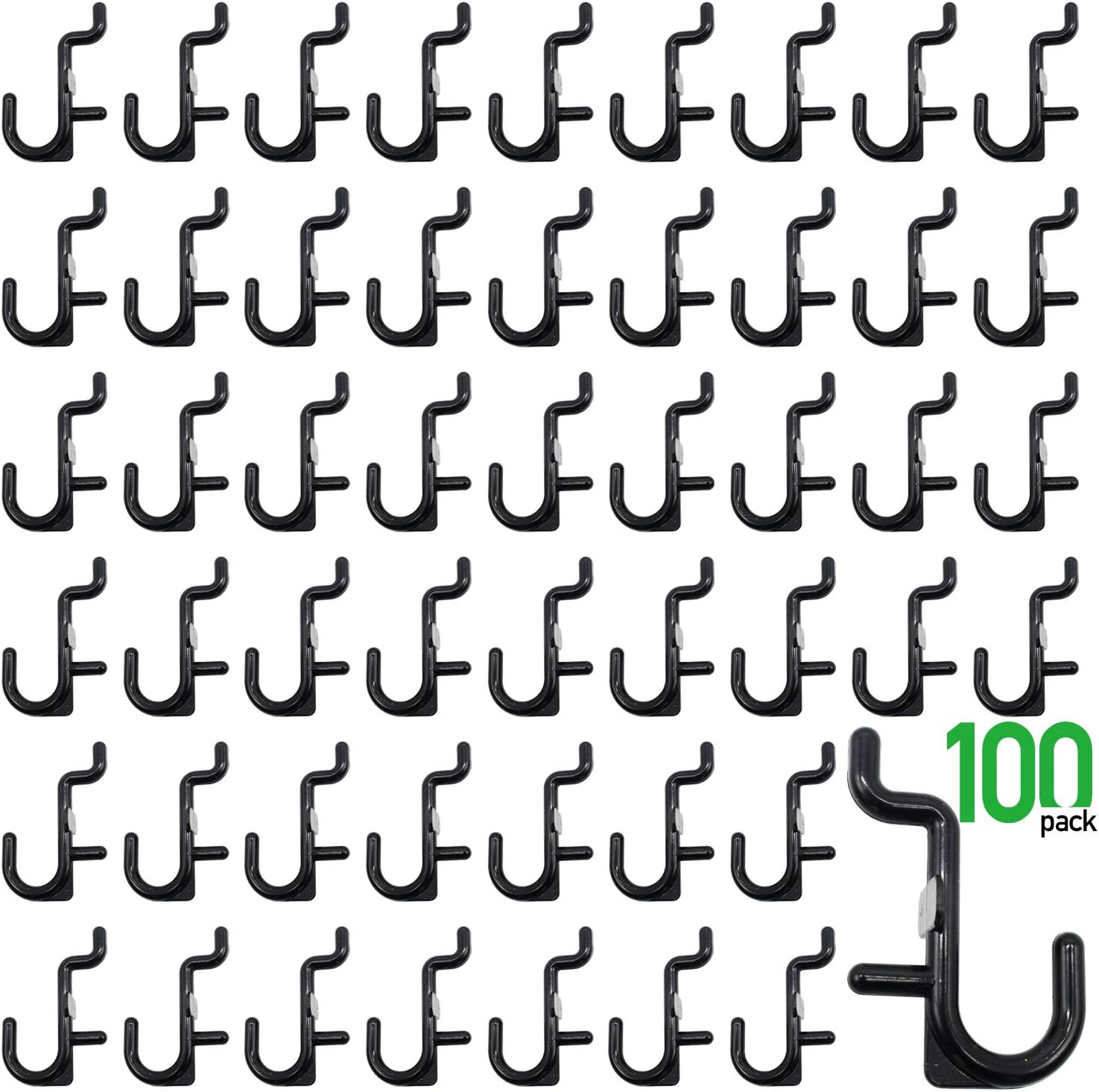Colorstorm Pegboard J Hook Assortment, 100 Pack, Black
