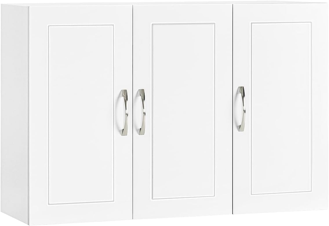 SoBuy Large 3-Door Wall Cabinet, 23.6 x 11.8 x 35.4 Inch, White