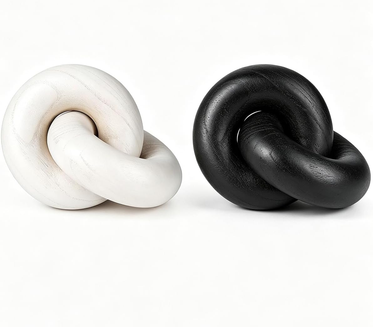 Wooden Chain Link Knot Decor Set, 1 Black and 1 White, Boho Farmhouse
