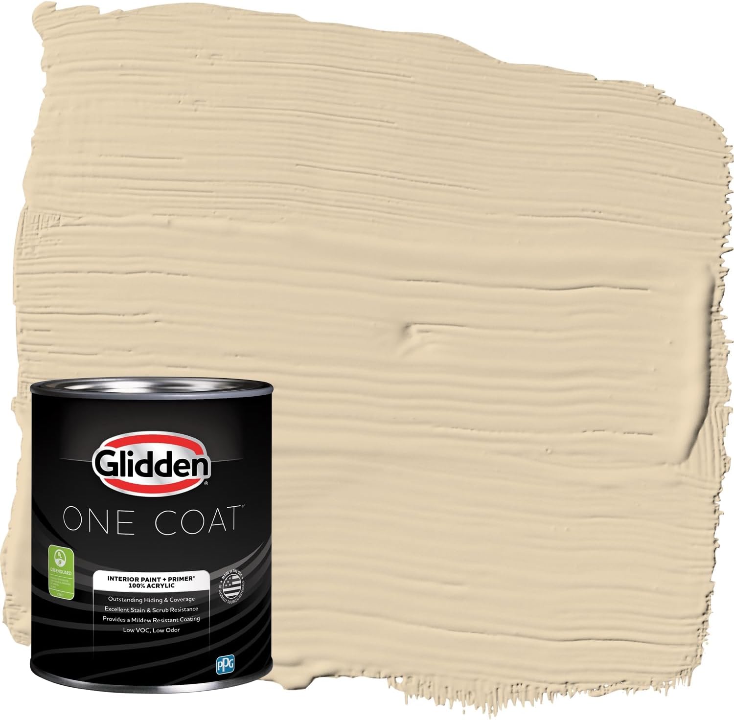 Glidden Interior Paint and Primer, Beige Almond Cream, One Coat, Eggshell, 1 Quart