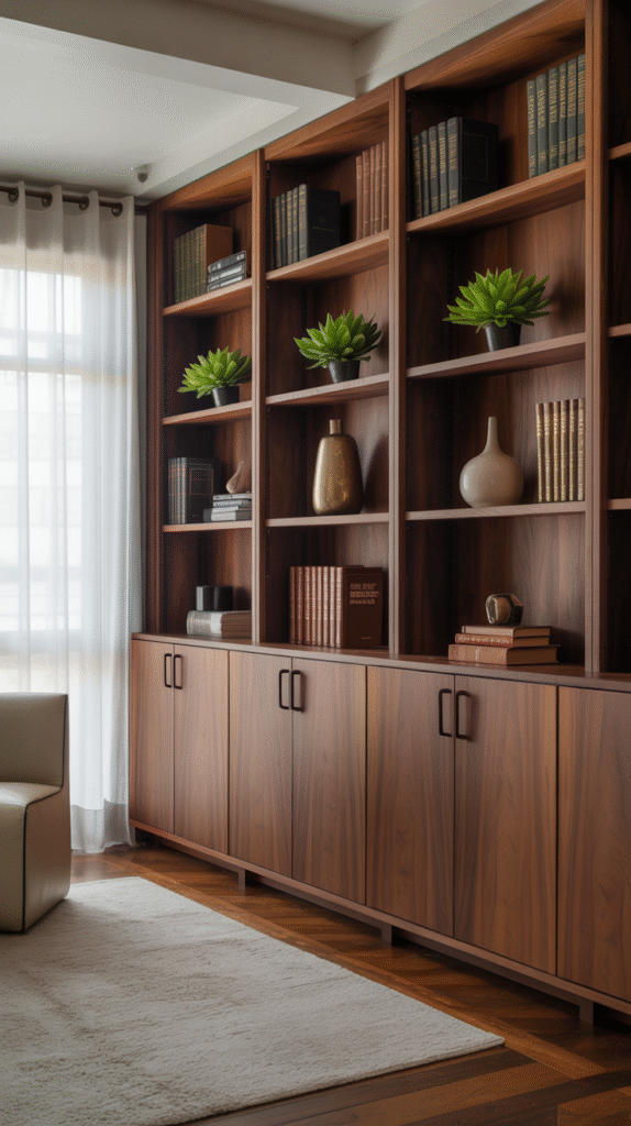 Built-in cabinet partition turning a divider into real architecture