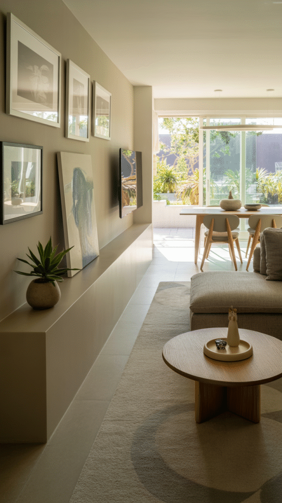 Half wall partition balancing separation with an open floor plan