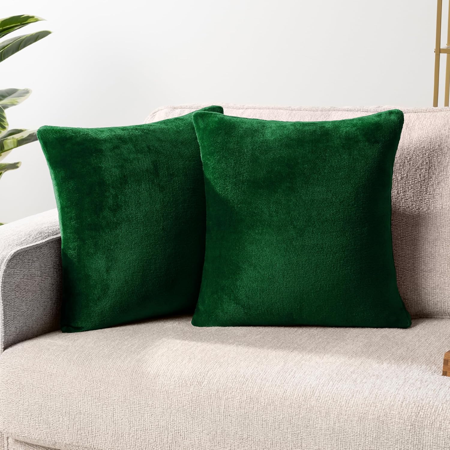 PAVILIA Emerald Green Decorative Throw Pillow Covers 18x18, Set of 2