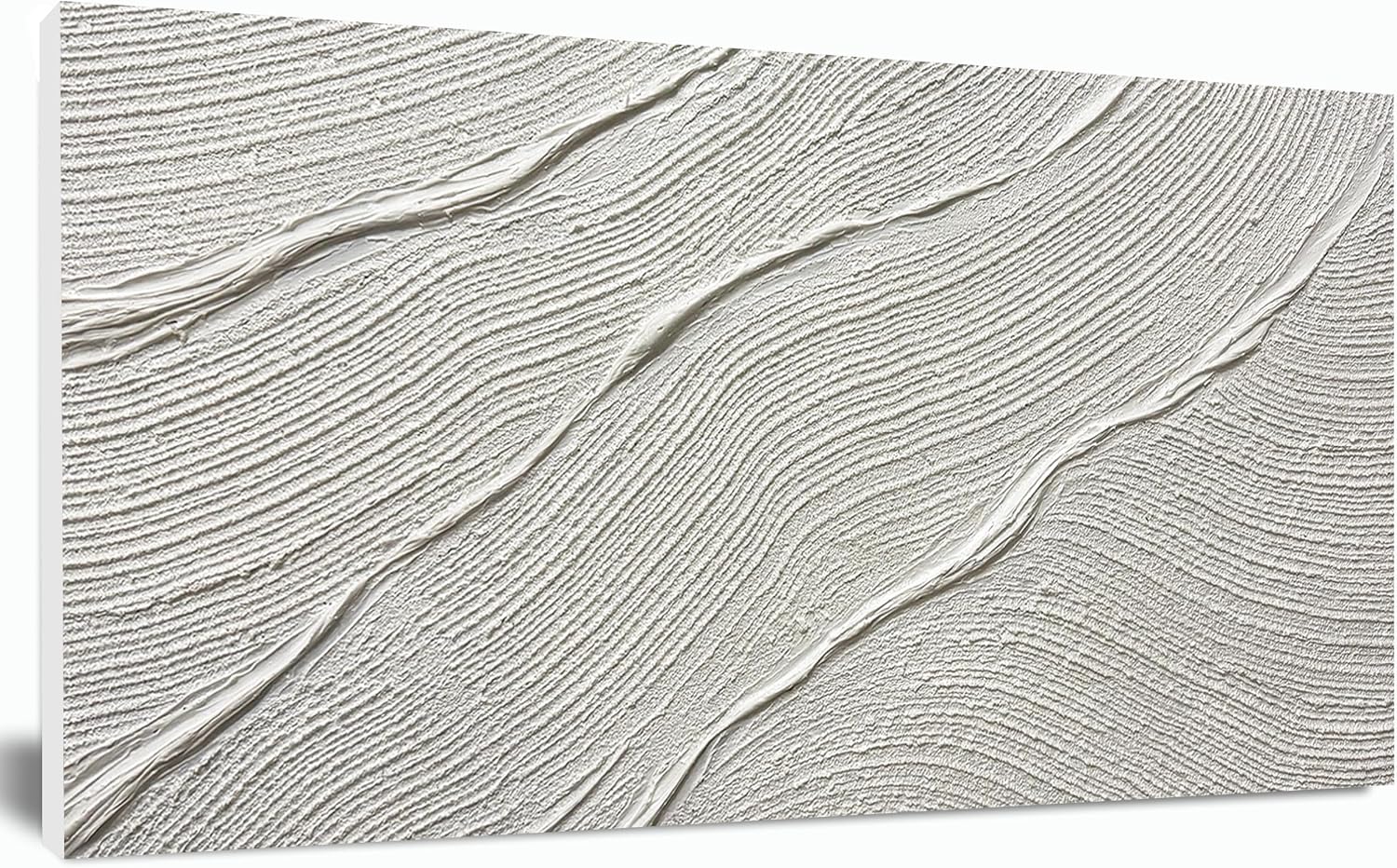Tarfupth Large Abstract Canvas Wall Art, White Minimalist Textured
