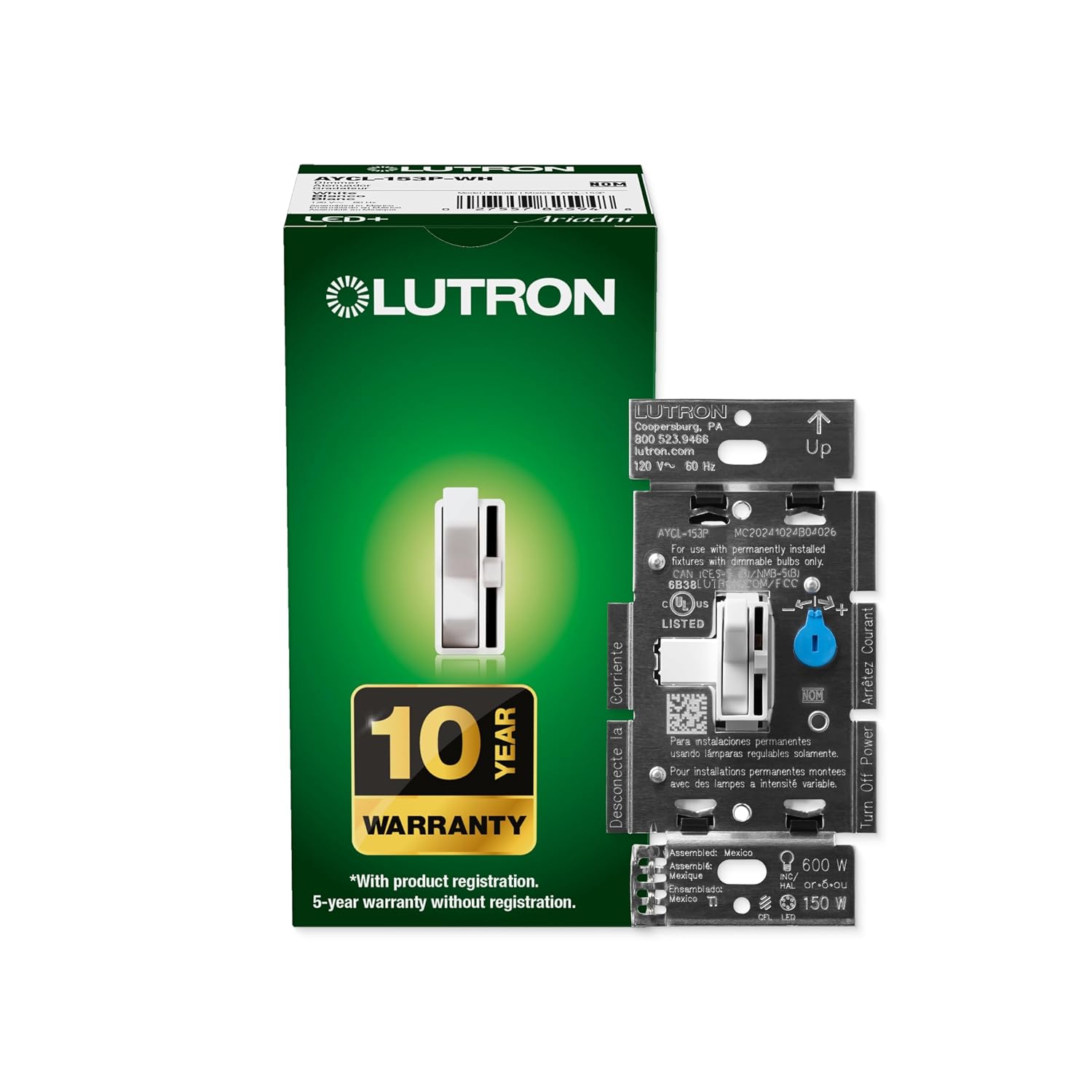Lutron Ariadni LED+ Toggle Dimmer Switch, Single Pole or 3-Way