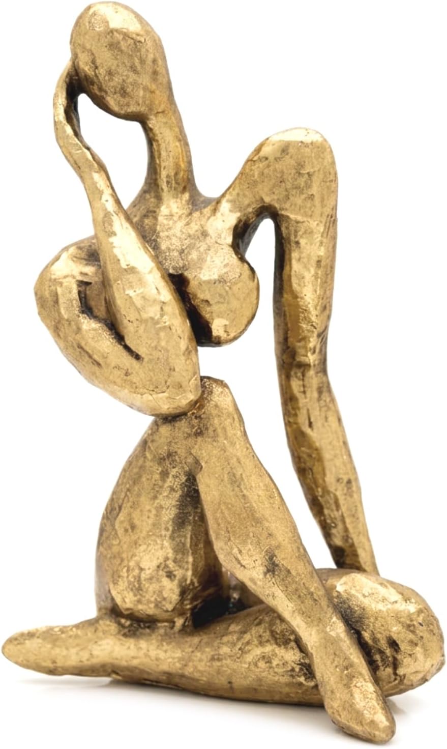 Gold Abstract Meditating Woman Statue, Figurine Sculpture