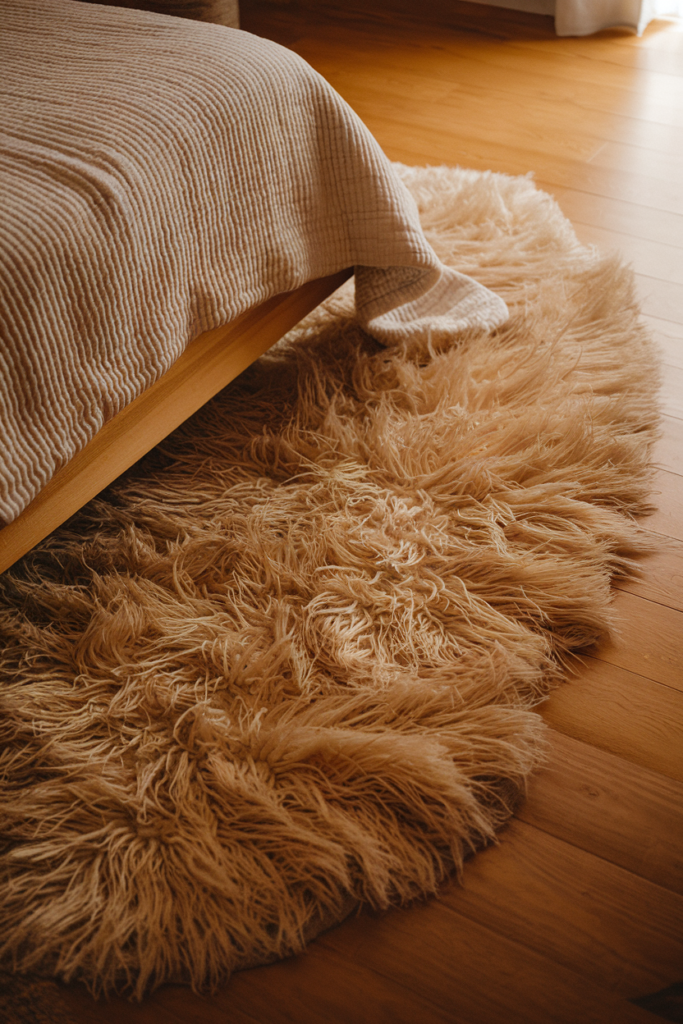 Plush area rug adding soft luxury underfoot