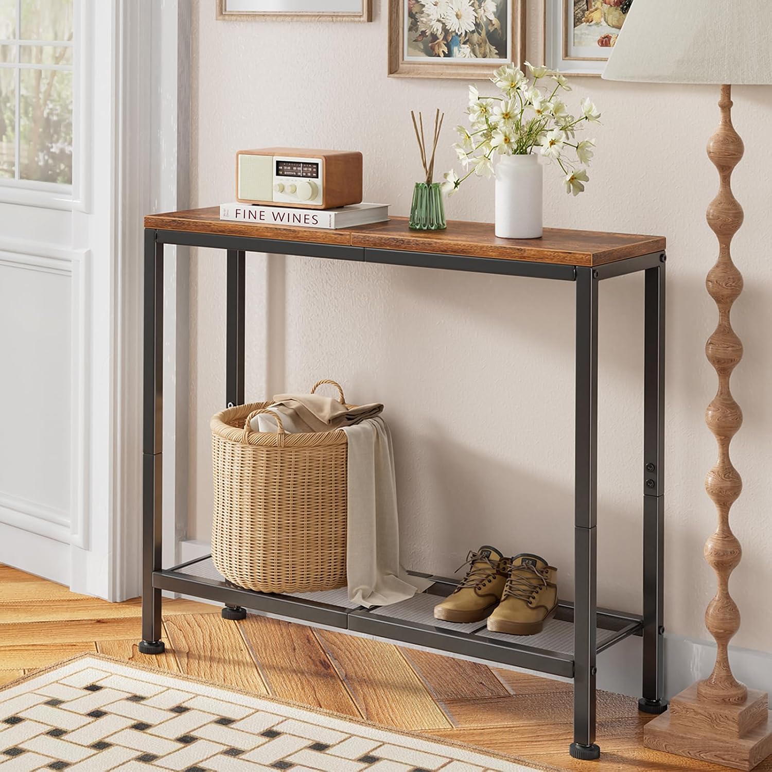 Simple Trending 32 Inch Console Table with Storage Shelf, Narrow Sofa Table