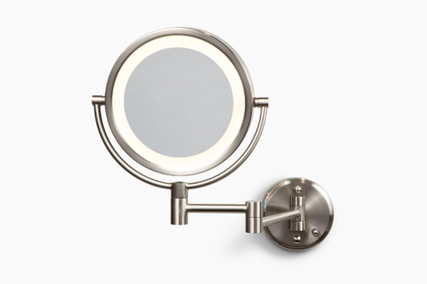 JERDON Lighted Wall Mount Mirror, 10X Magnification, Nickel, JS8810ND