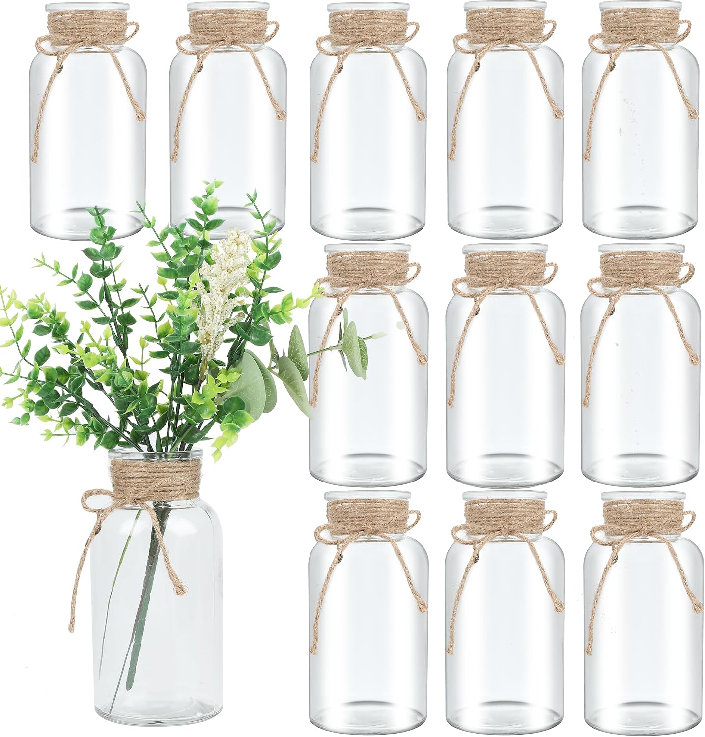 12 Pack Mason Jar Vases for Centerpieces, Clear Glass Flower Vase
