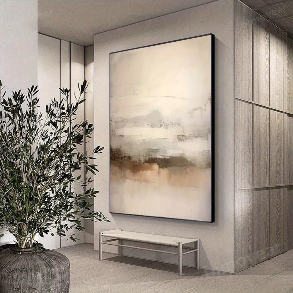 Large Oversize Abstract Neutral Framed Wall Art for Living Room and Bedroom