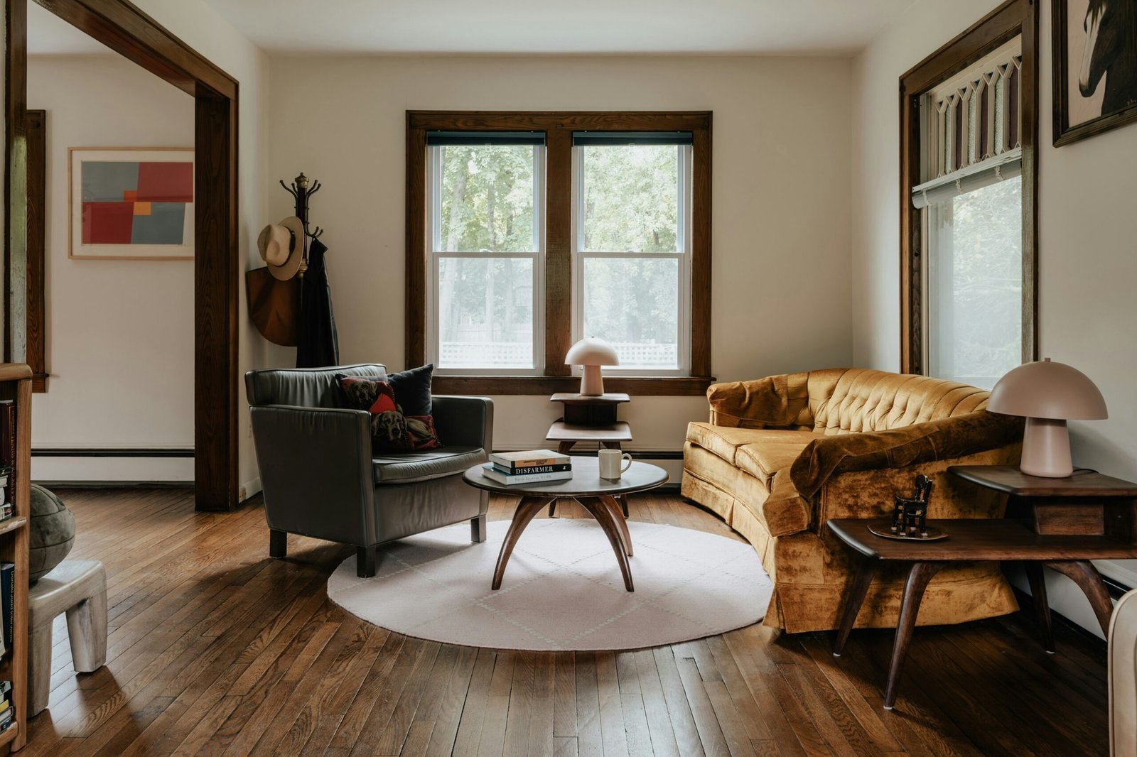 Stylish mid-century living room achieved on a real budget