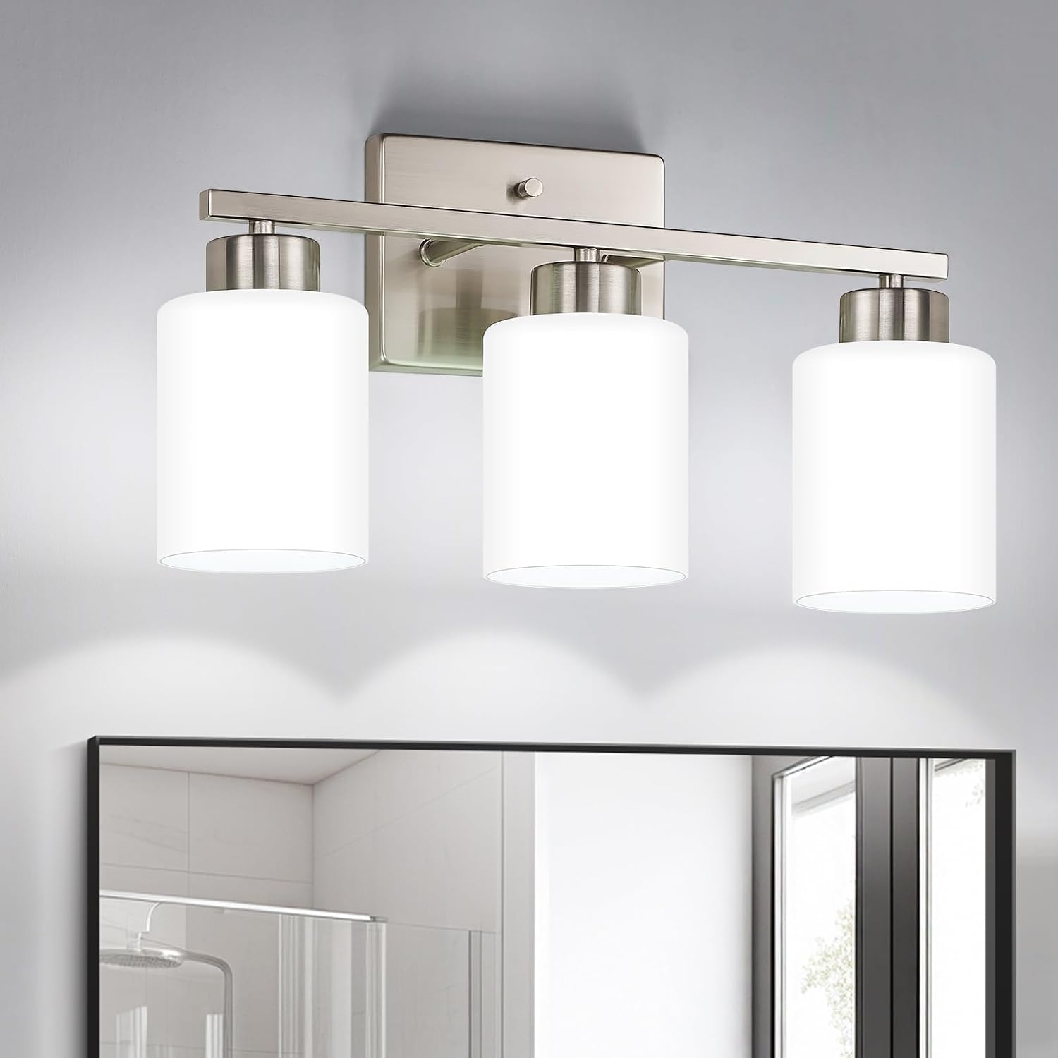FonmYim 3-Light Brushed Nickel Bathroom Vanity Light Fixture Over Mirror