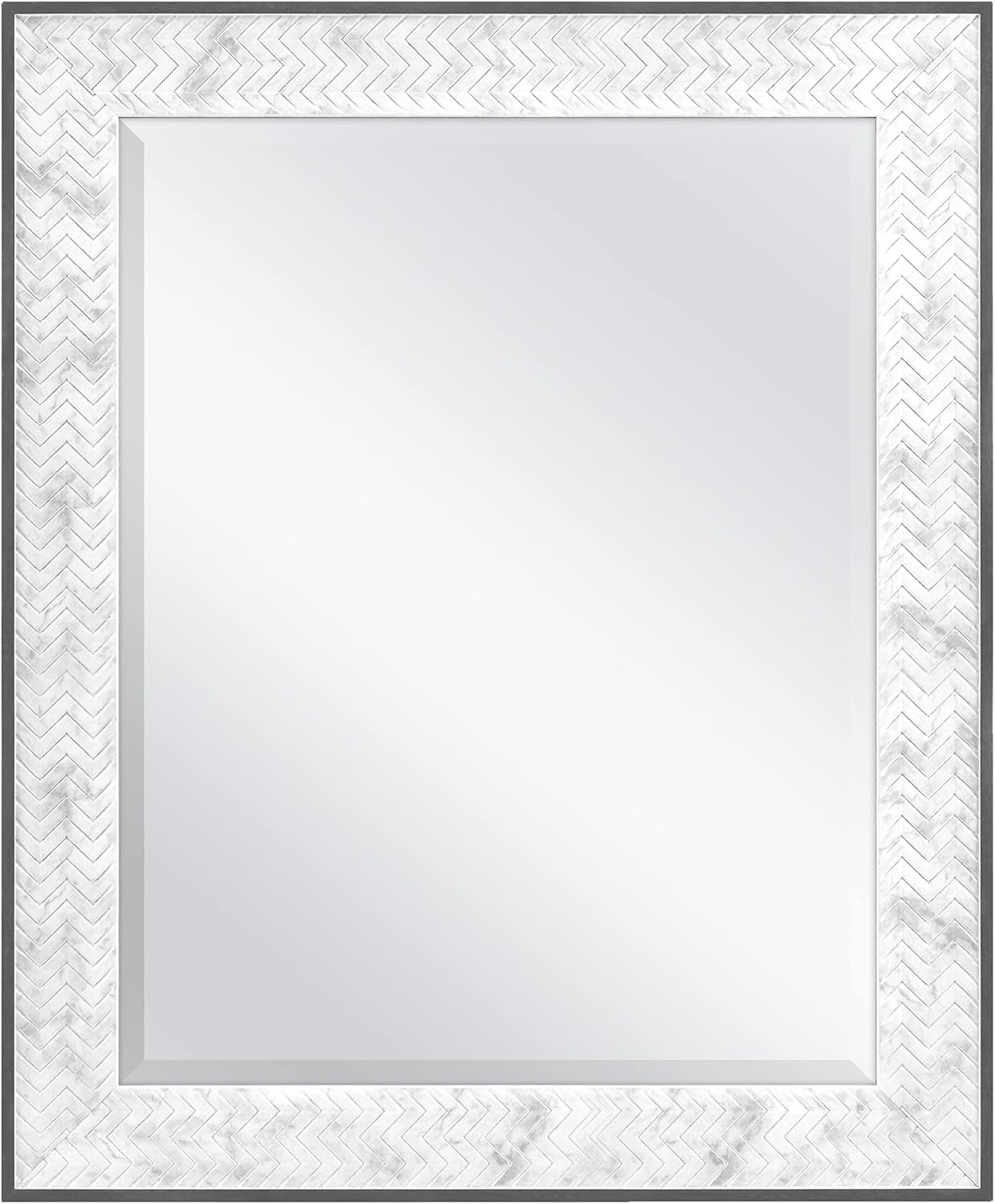 MCS Chevron Marble Frame Beveled Mirror, 22 x 28 Inch, 28 x 34 Overall