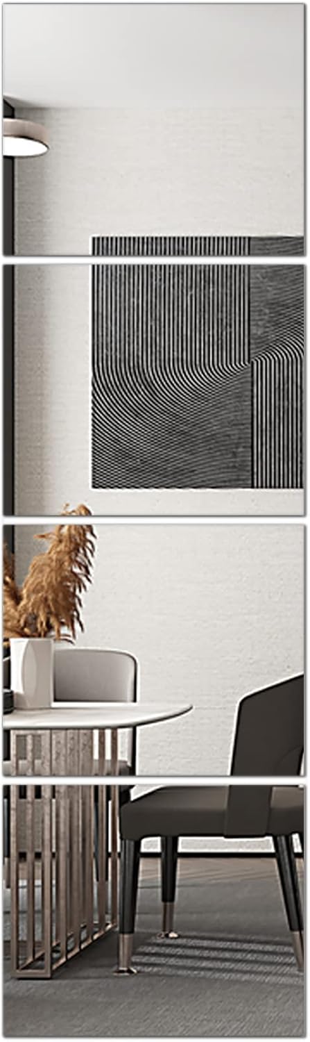 Delma Glass Full Length Wall Mirror Tiles, 14 x 12 Inch, 4 Pcs