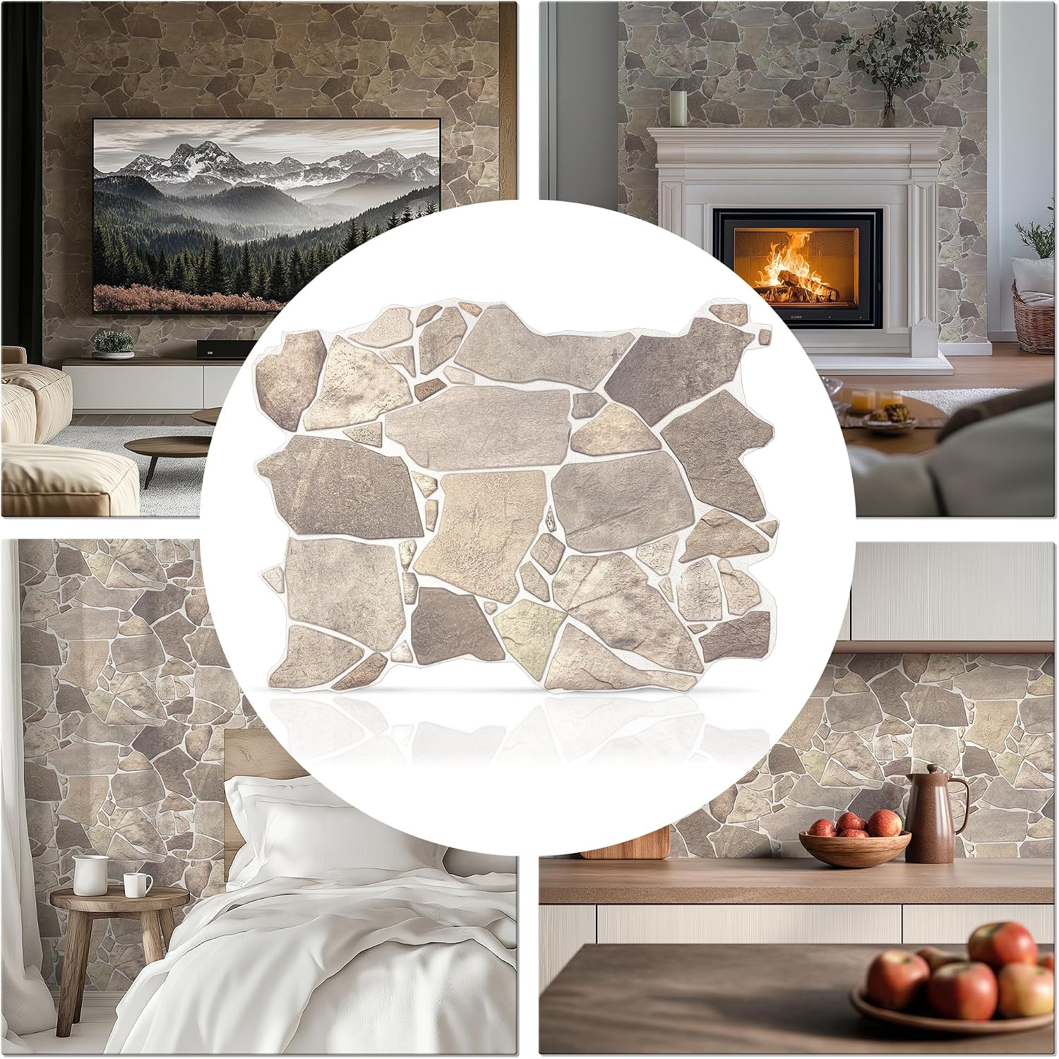 3D Faux Stone Wall Panels, Wild Boulder, 20 Pack, Covers 57.7 Sq Ft