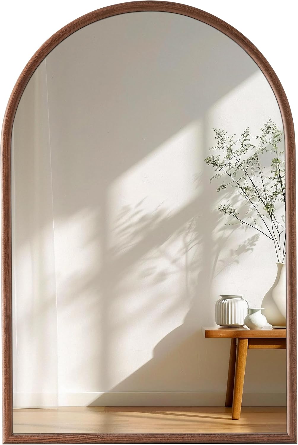Arch Wall Mirror, 24 x 36 Inch, Wood Grain Finish Frame