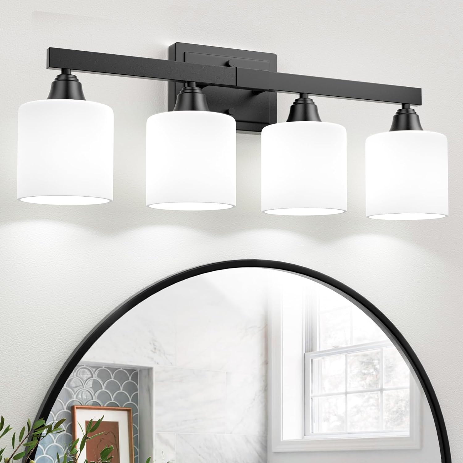 VOLISUN 4-Light Brushed Nickel Vanity Lights Over Mirror