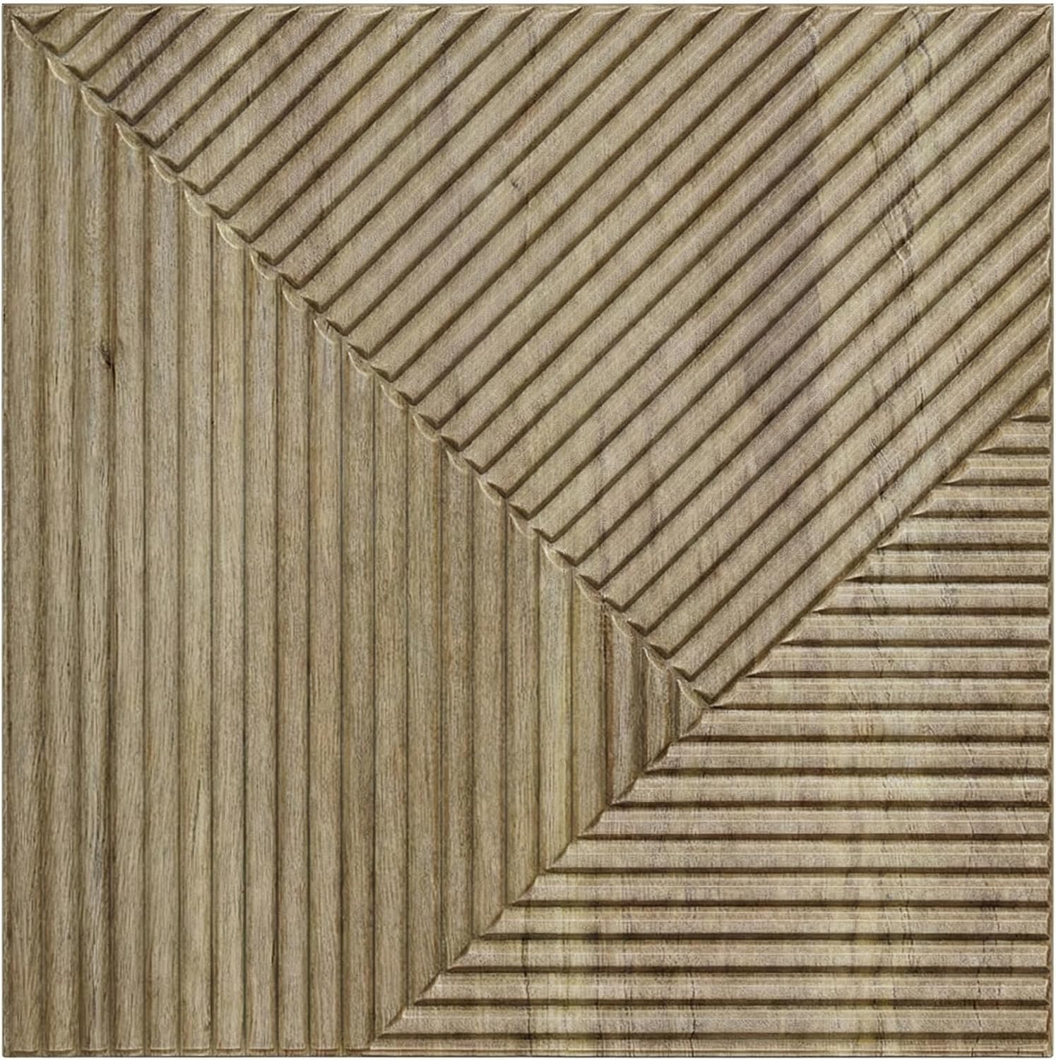 Faux Wood 3D Wall Panels, Wood Grain, Rigid PVC, Natural Oak