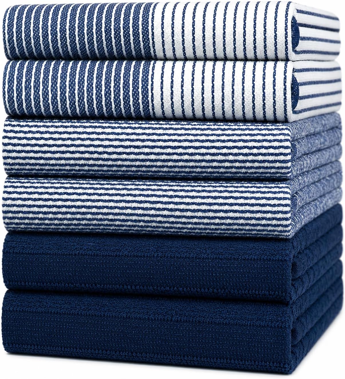 Premium Kitchen Towels, 6 Pack, 100% Cotton, 20 x 28 Inch, Navy Blue
