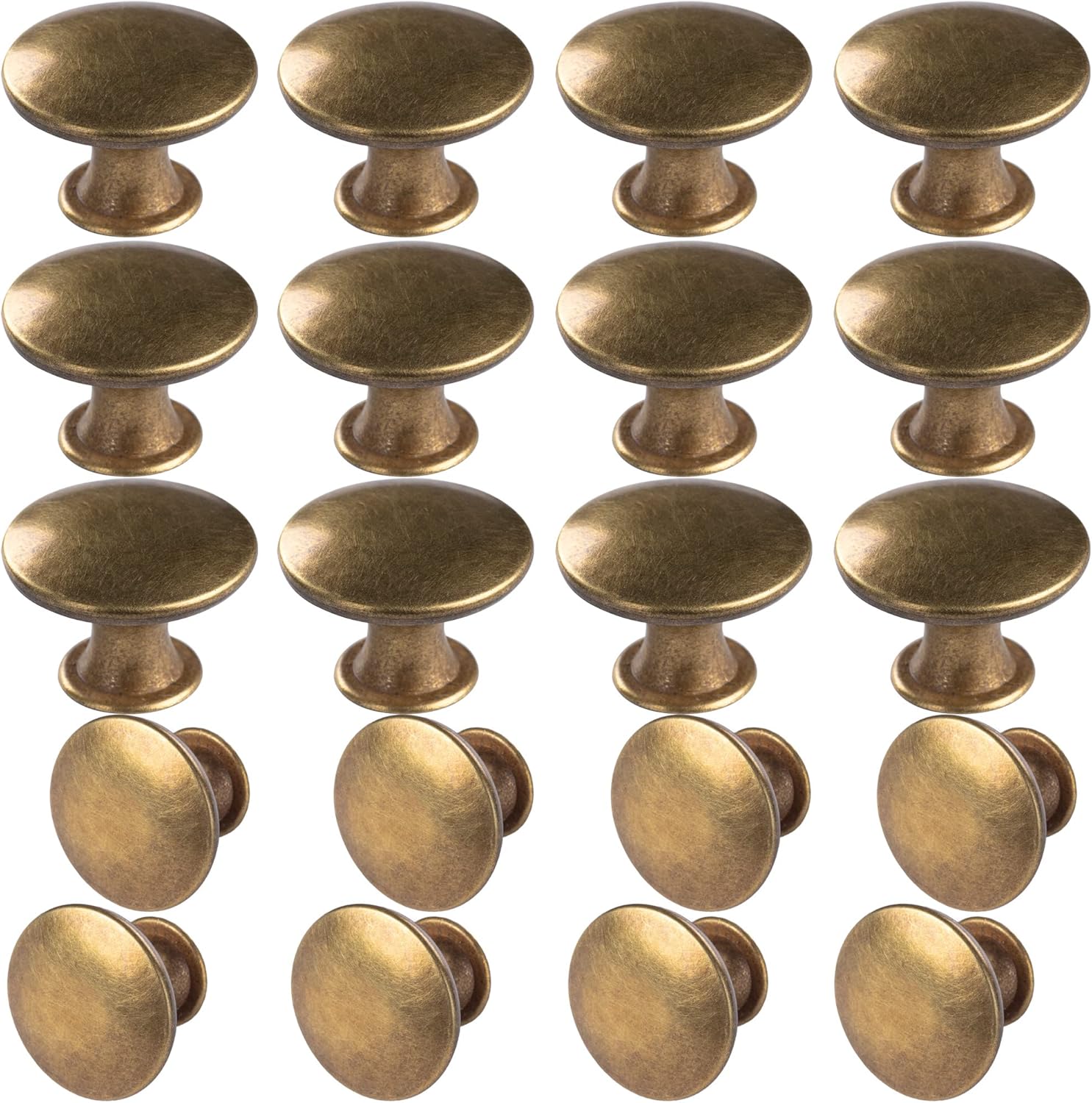 Antique Brass Kitchen Cabinet Knobs, 10 Pack, Round Drawer Pulls