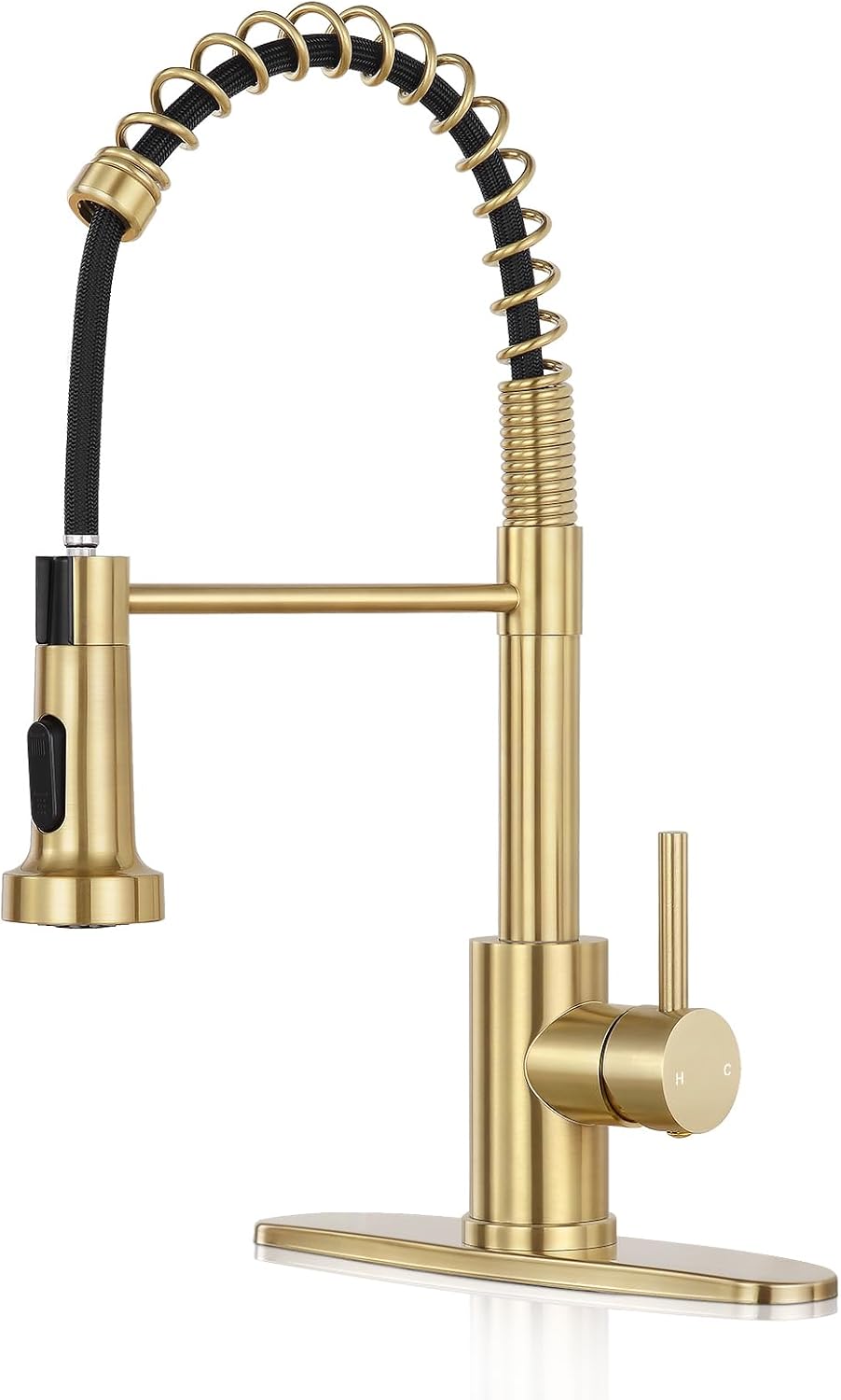 Kitchen Faucet with Pull-Down Sprayer, Brushed Gold