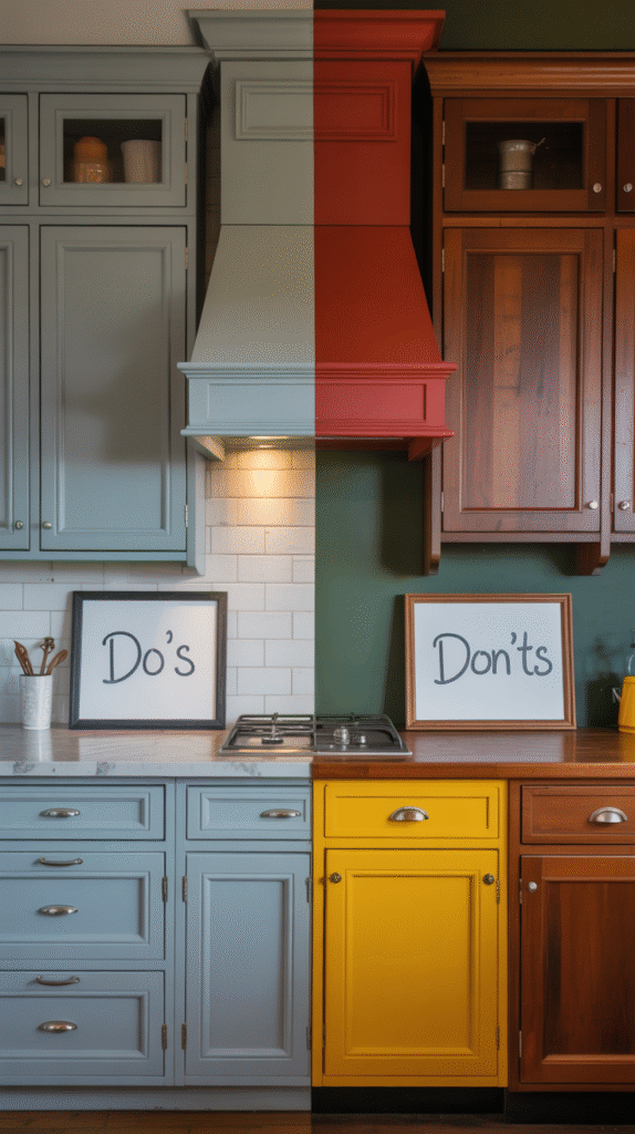Testing a kitchen color pairing under real lighting before committing