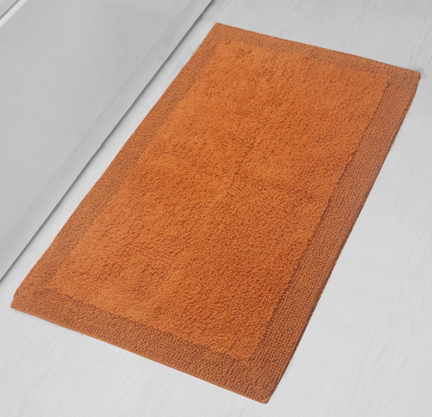 Home Weavers Luxury 100% Cotton Reversible Bathroom Rug, Washable, Burnt Orange